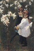 John Singer Sargent Garden Study of the Vickers Children oil on canvas
